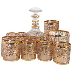 Vintage 1960s Imperial Glass Shoji Gold Barware Set