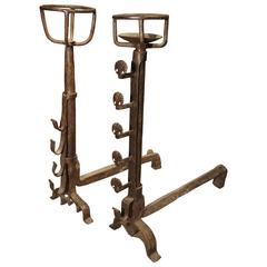 Rustic Antique French Andirons from the 1700s