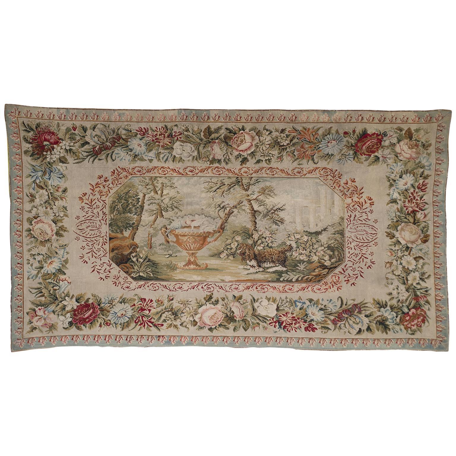 19th Century European Needlepoint Tapestry For Sale