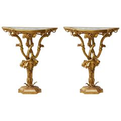 Pair of Carved Giltwood Console Tables