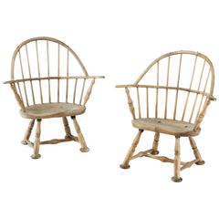 Antique Pair of Beech and Elm Windsor Elbow Chairs