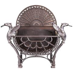 Large English Wrought and Cast Iron Fireplace Fire Grate