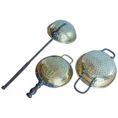 Antique 18th Century Dutch Brass Colanders