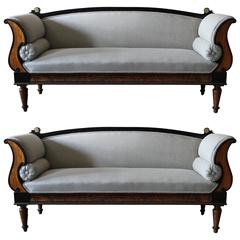 Pair of 19th Century Ebonized Mahogany Sofas