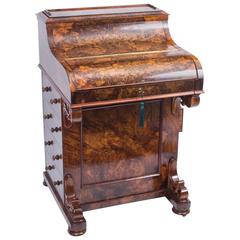 Antique Victorian Burr Walnut Pop Up Davenport Desk, circa 1860