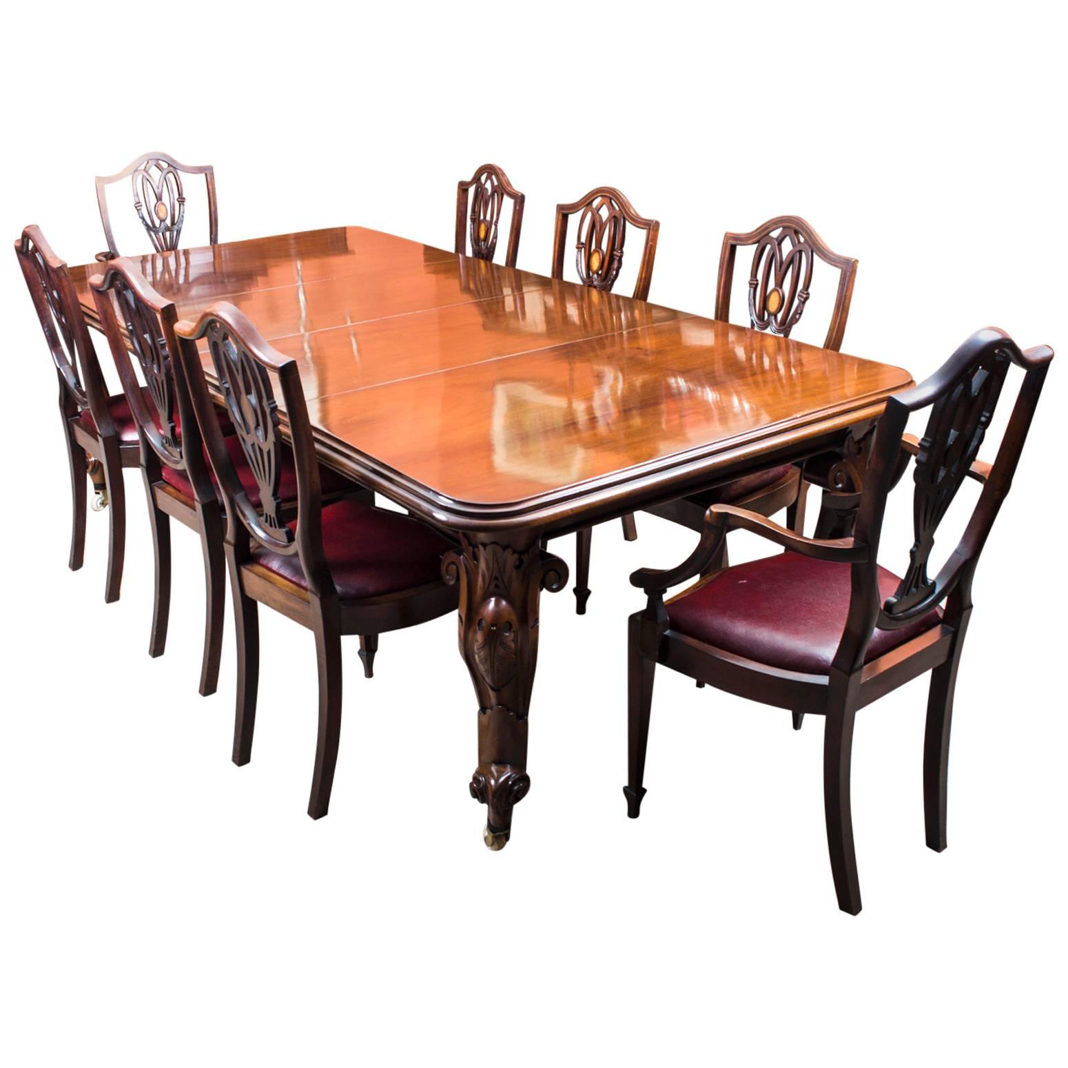 Antique Victorian Mahogany Dining Table and Eight Chairs