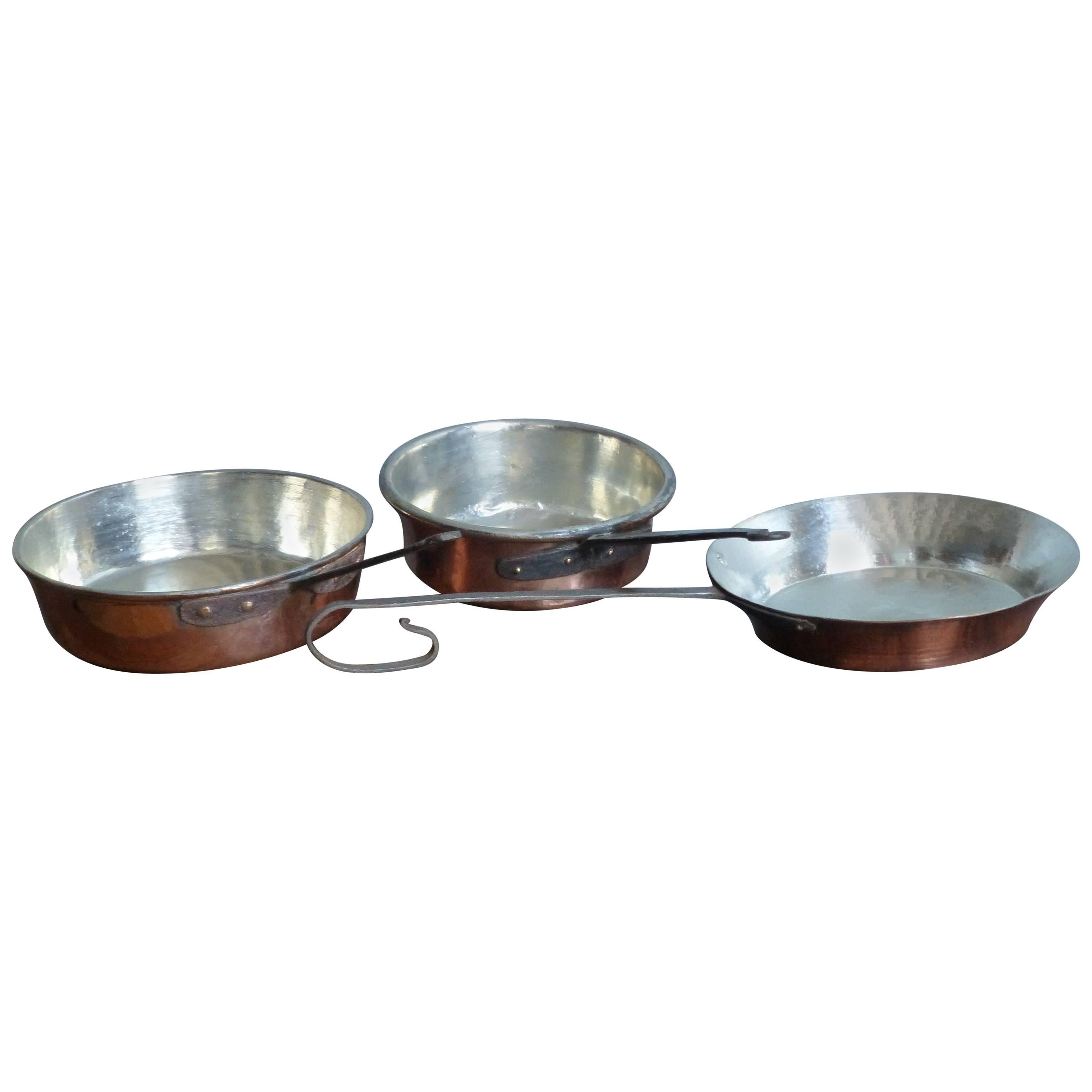 Superb 19th Century Copper Skillets, Polished and Re-Tinned