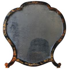 Pretty Japanned Chinoiserie Decorated Easel Back Dressing Mirror, circa 1800