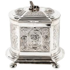 Antique English Silver Plate Biscuits Thin /  Tea Caddy