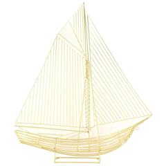 Large Signed Curtis Jere Polished Brass Sail Boat Sculpture