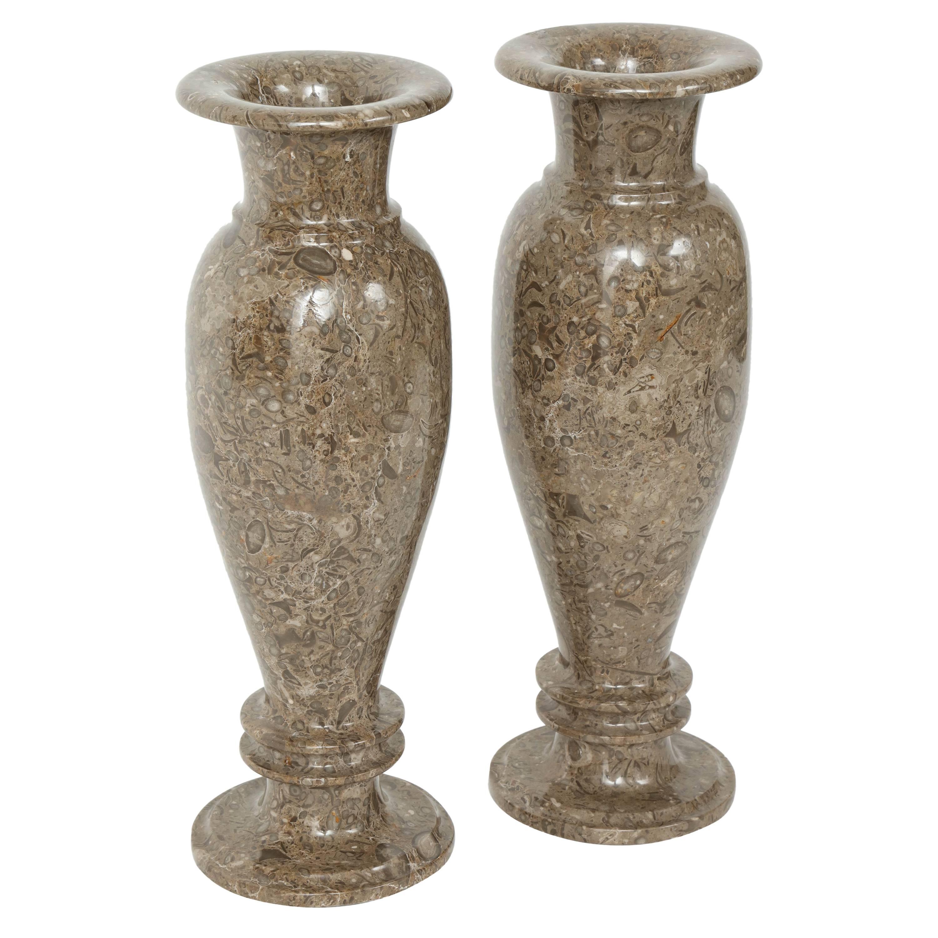 Pair of Gotland Limestone Vases