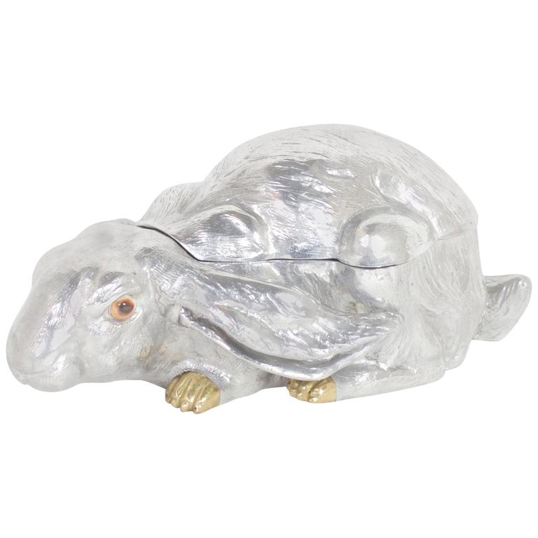 Arthur Court Cast Aluminum Rabbit Ice Bucket at 1stDibs