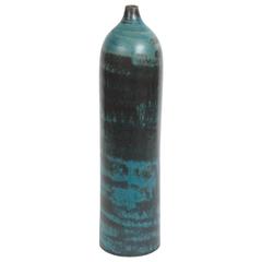 Marcello Fantoni Cylindrical Ceramic Bottle Vase, Glazed Stoneware, circa 1960s 1