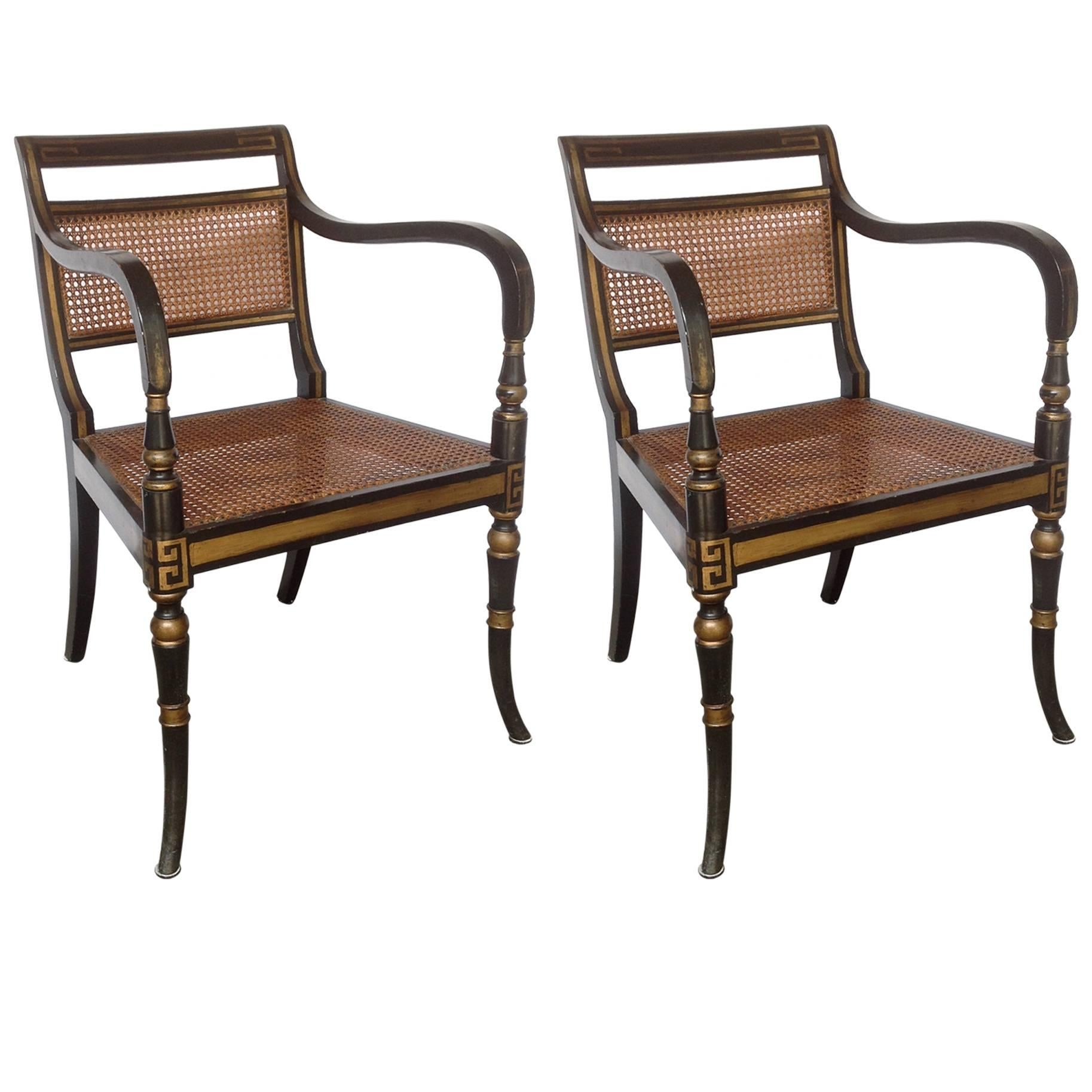 Pair of Regency Armchairs English, circa 1830 For Sale