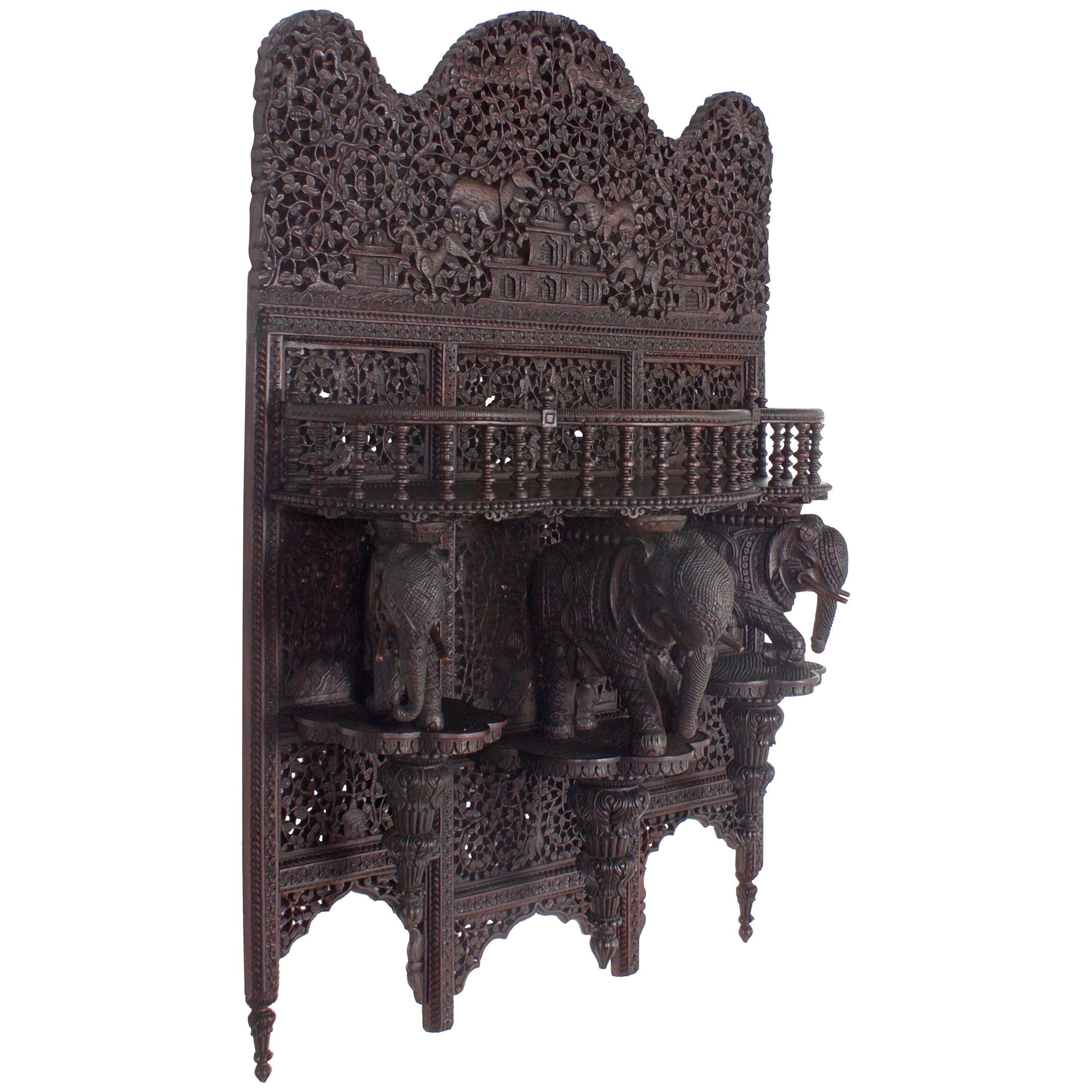 Antique Anglo-Indian Carved Wall Shelf