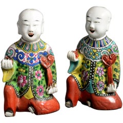 Pair of Early 19th Century Porcelain Chinese Laughing Boys