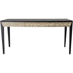 Italian Leather and Snake Skin Console Table by Fabio Bergomi 10