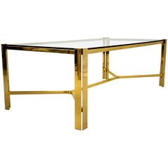 Maison Jansen 1970s Gold Plated Coffee Table