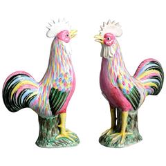 Pair of 19th Century Famille Rose Cockerels 3