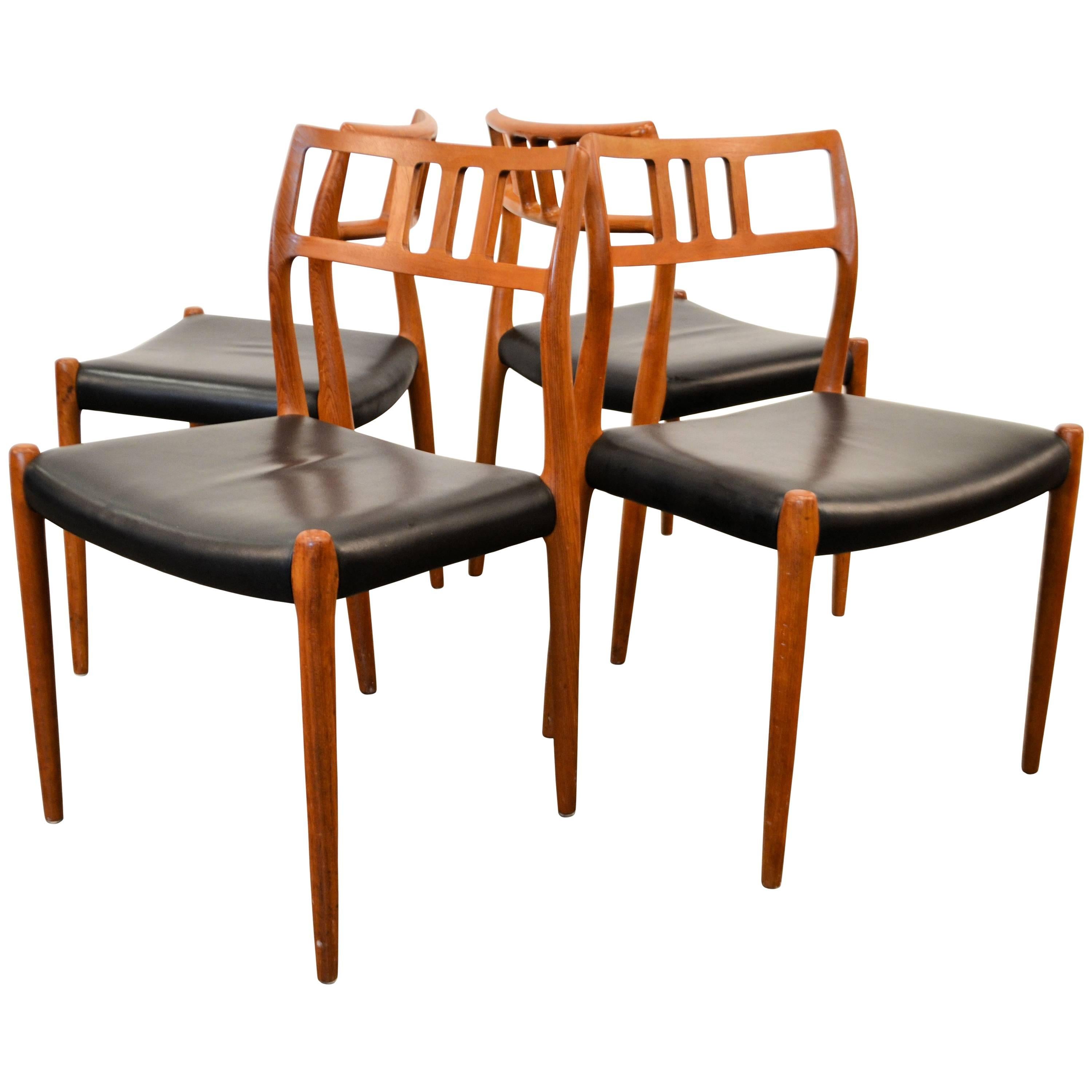 Niels O. Møller Model 79 Set of Four Teak Dining Chairs For Sale