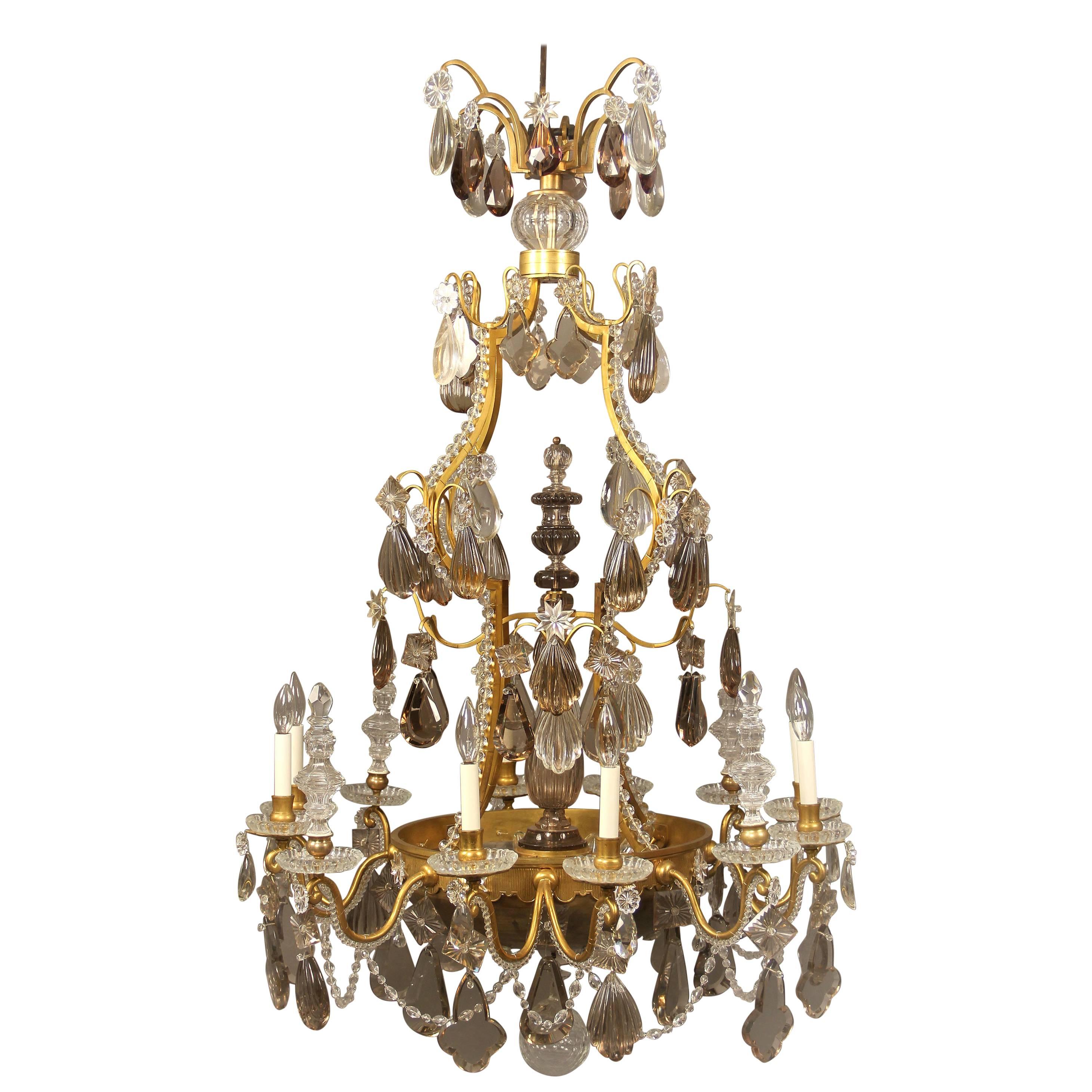 Late 19th-Early 20th Century Gilt Bronze and Baccarat Crystal Chandelier For Sale