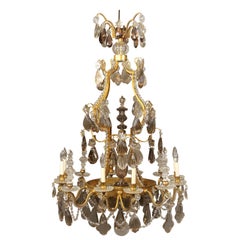 Araña de bronce dorado y cristal de Baccarat de finales del siglo XIX-principios del XX