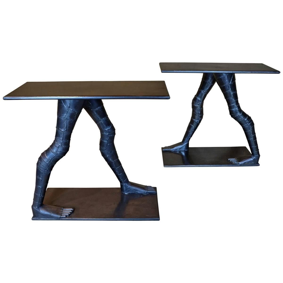Pair of Soldered Iron Walking Consoles