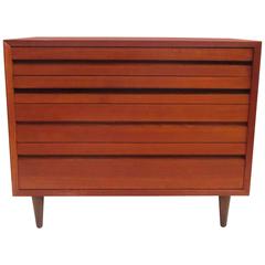 Danish Modern Teak Small Four-Drawer Small Dresser Designed by Poul Cadovious
