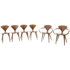 Set of Six Norman Cherner Dining Chairs, Two Armchairs and Four Side Chairs