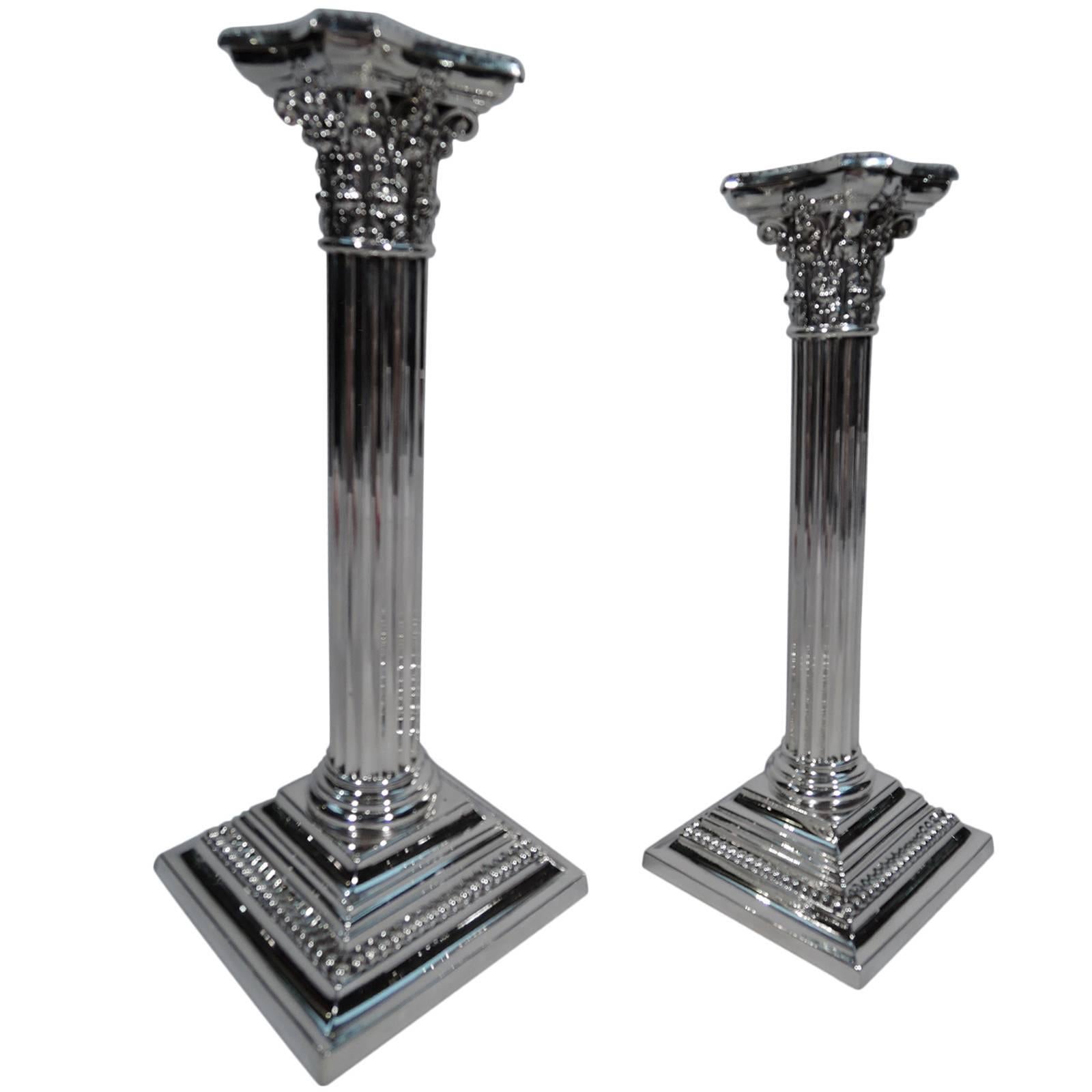 Pair of Gorham Neoclassical Sterling Silver Candlesticks