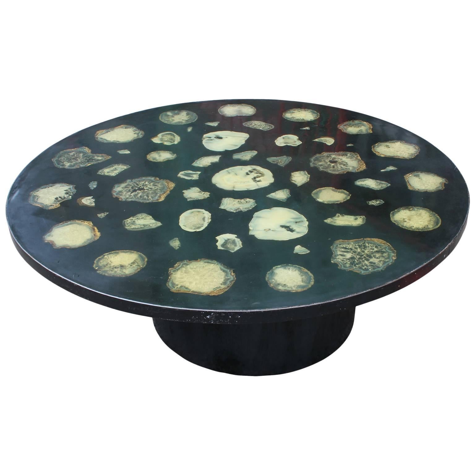 Stunning Ado Chale Attributed Agate and Resin Coffee Table