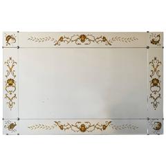 Large Italian Mid-Century Verre Eglomise Painted Mirror, circa 1940