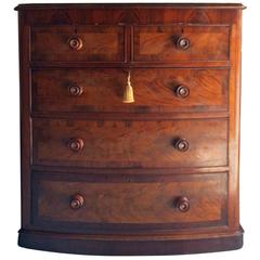 Antique Georgian Mahogany Chest of Drawers Bow Fronted 19th Century