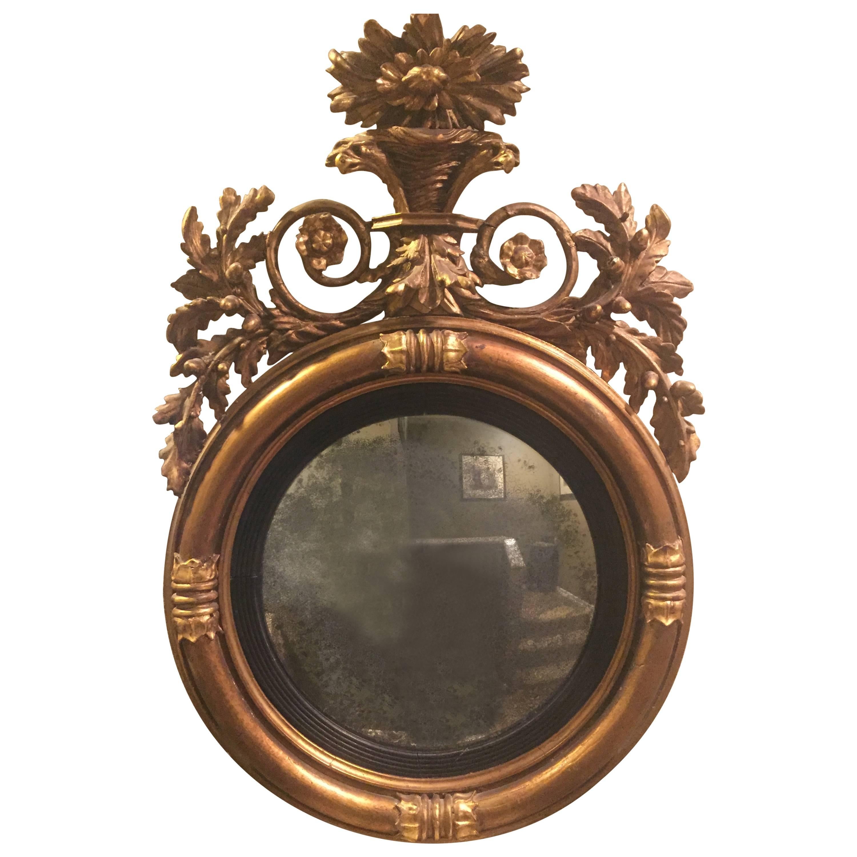 Austrian 19th Century Carved Giltwood Bullseye Mirror For Sale