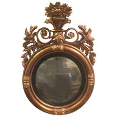 Antique Austrian 19th Century Carved Giltwood Bullseye Mirror