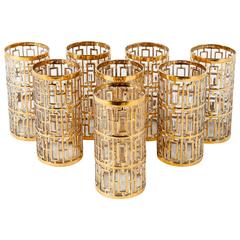 Exquisite Set of Eight Mid-Century High Ball Glasses