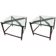 Pair of 1960s Brazilian Jacaranda Side Tables with Glass Top 10