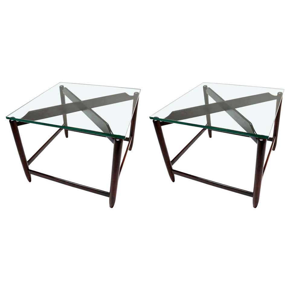 Pair of Wood Base Glass Triangular Top Tables at 1stDibs | noguchi ...