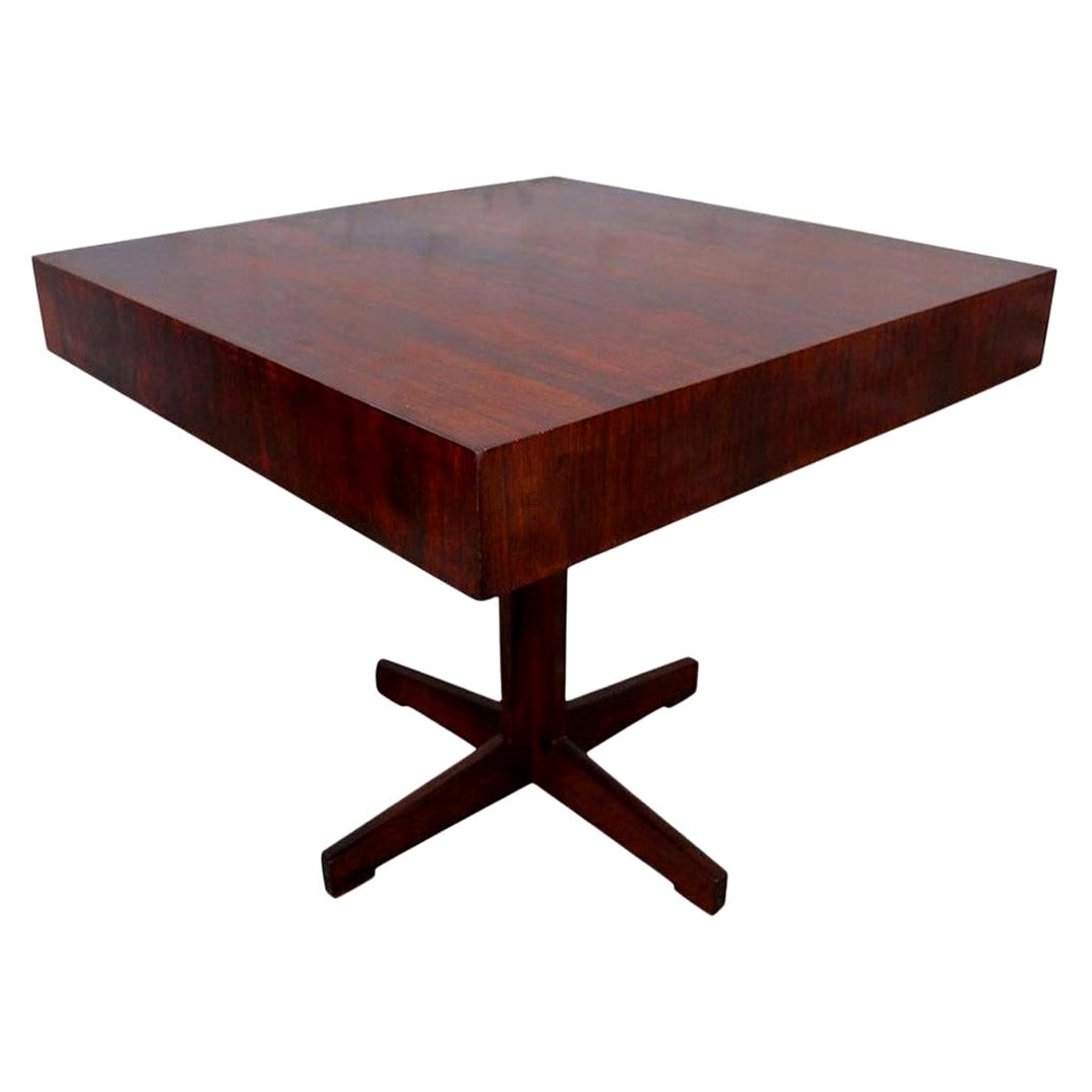 Square Brazilian Jacaranda Wood 1960s Side Table