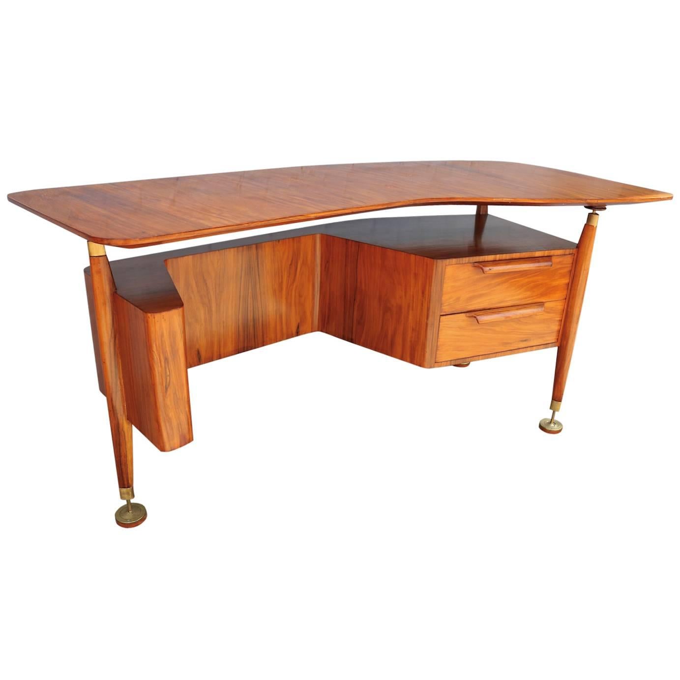 1960s Brazilian Caviuna Desk by Giuseppe Scapinelli 