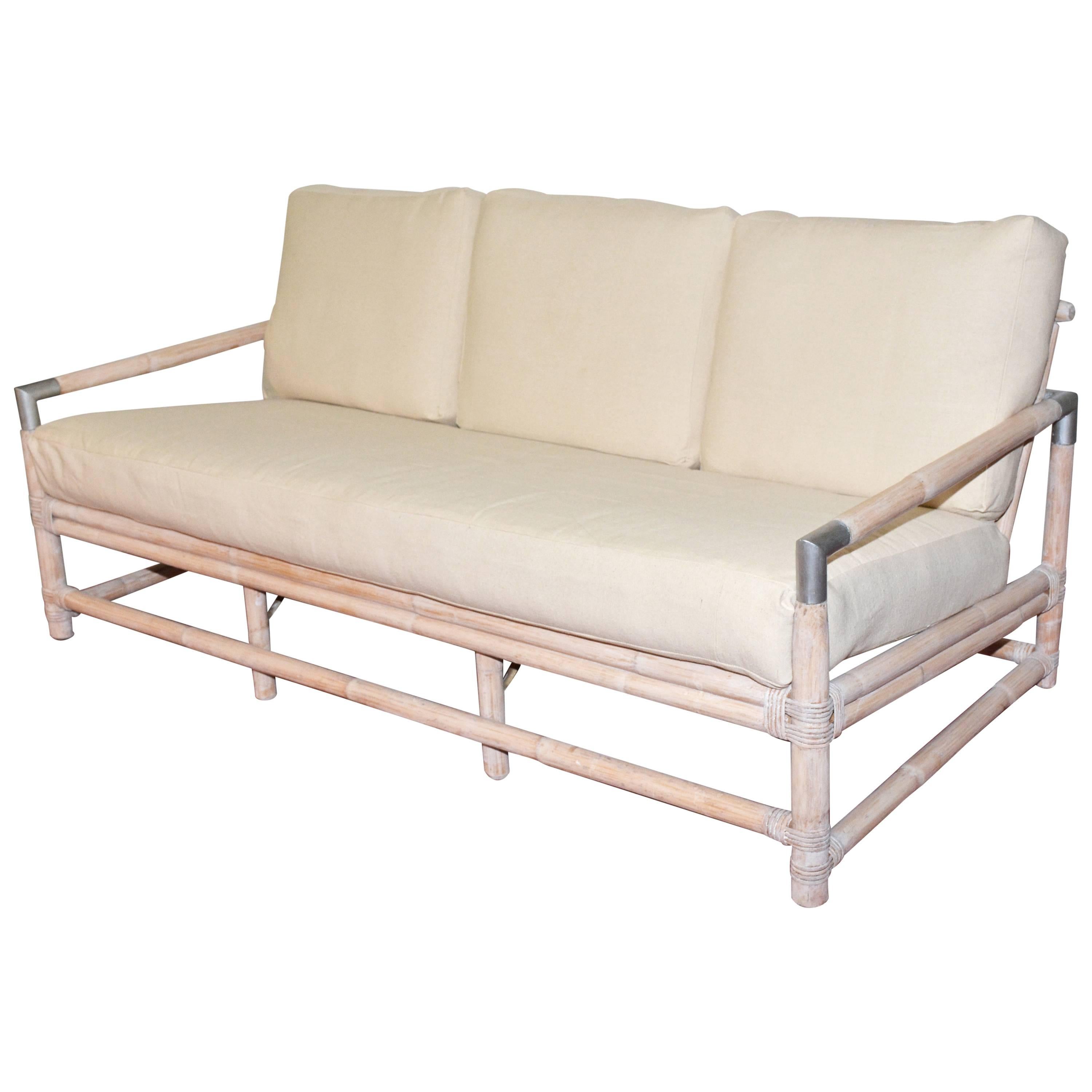 Mid-Century Ficks Reed Bamboo Sofa For Sale