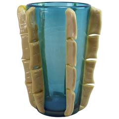 Blue Murano Glass Vase, Signed Pino Signoretto