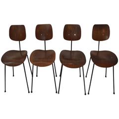 Set of Four Bentwood Teak SE68 Dining Chairs by Egon Eiermann for Wilde + Spieth