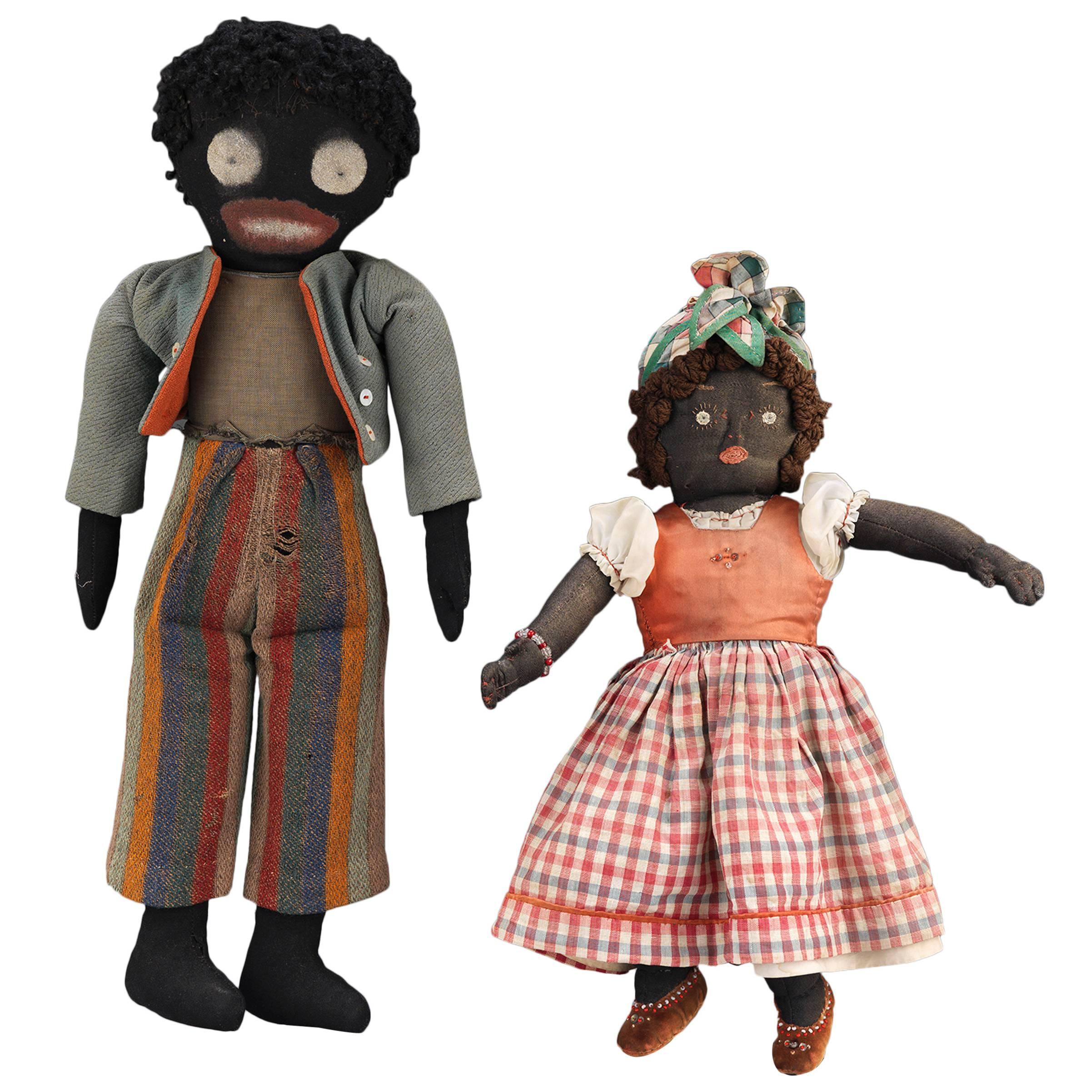 Two Early 20th Century Folk Art Dolls