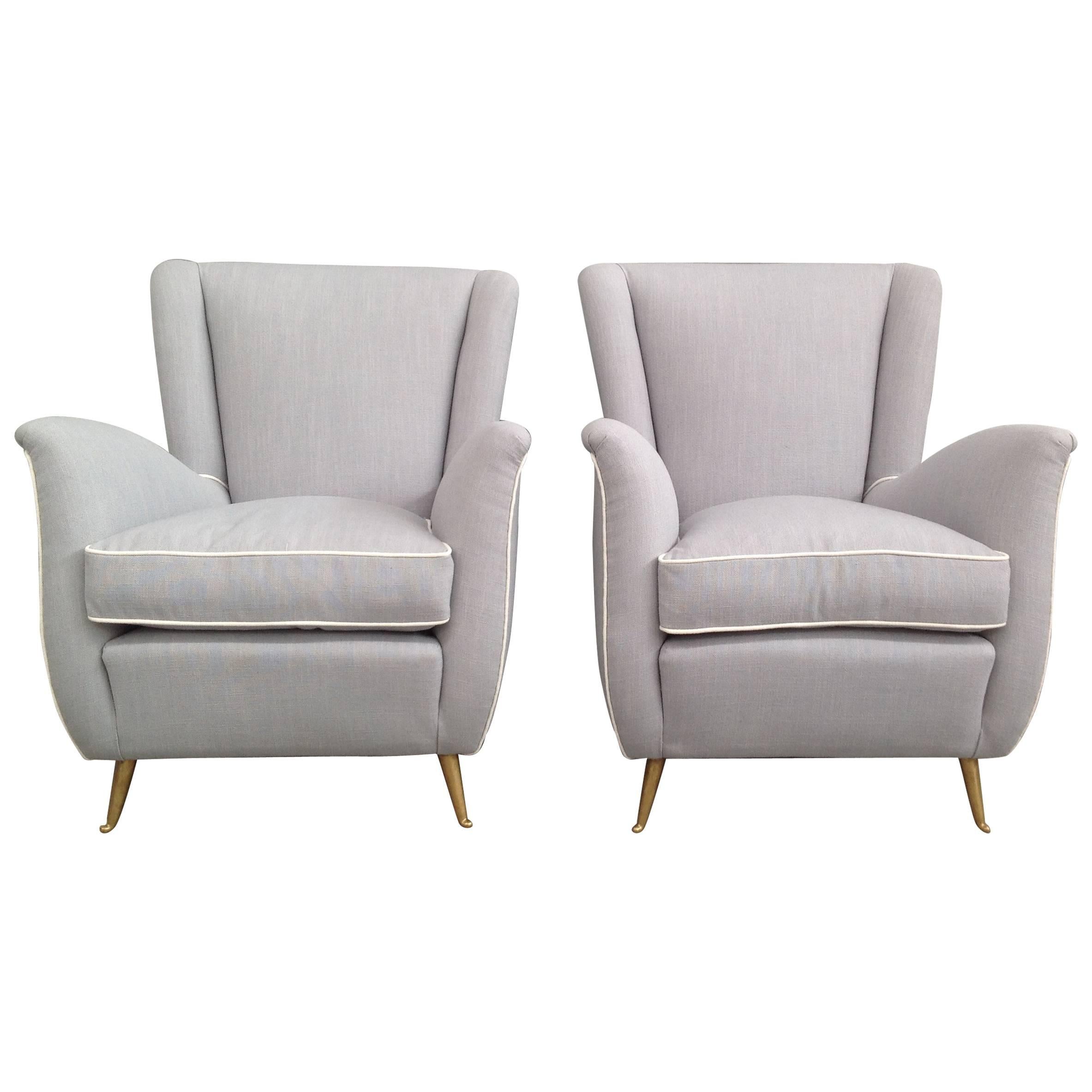 Charming Pair of Armchairs Gio Ponti Style