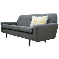 Danish Midcentury Three-Seat Sofa Restored in Wool Fabric