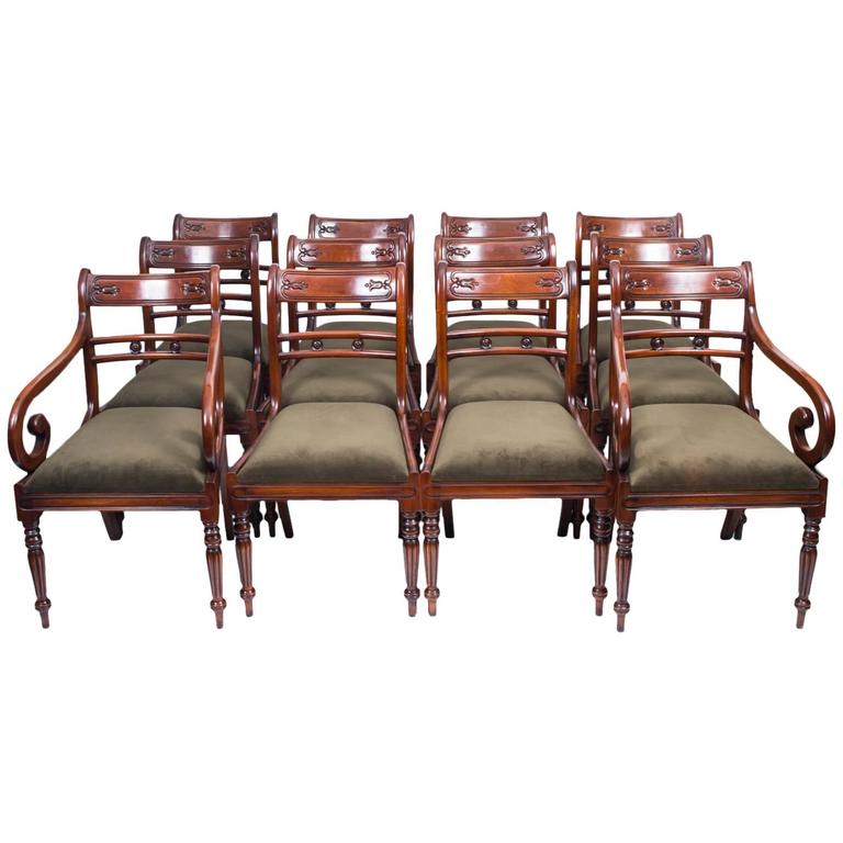 Set of 12 English Regency Style Tulip Back Dining Chairs at 1stdibs