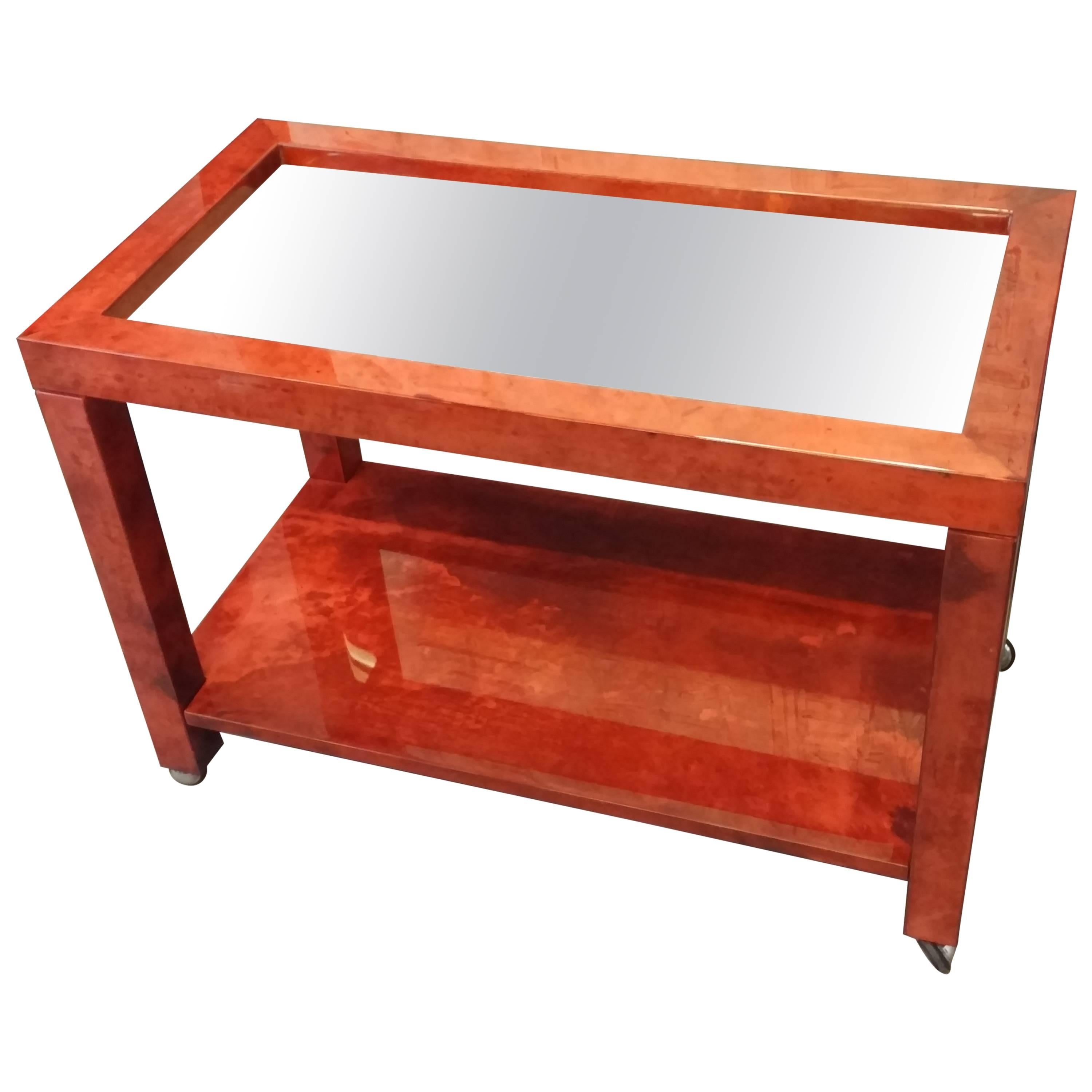 Tura Red Parchment Serving Cart
