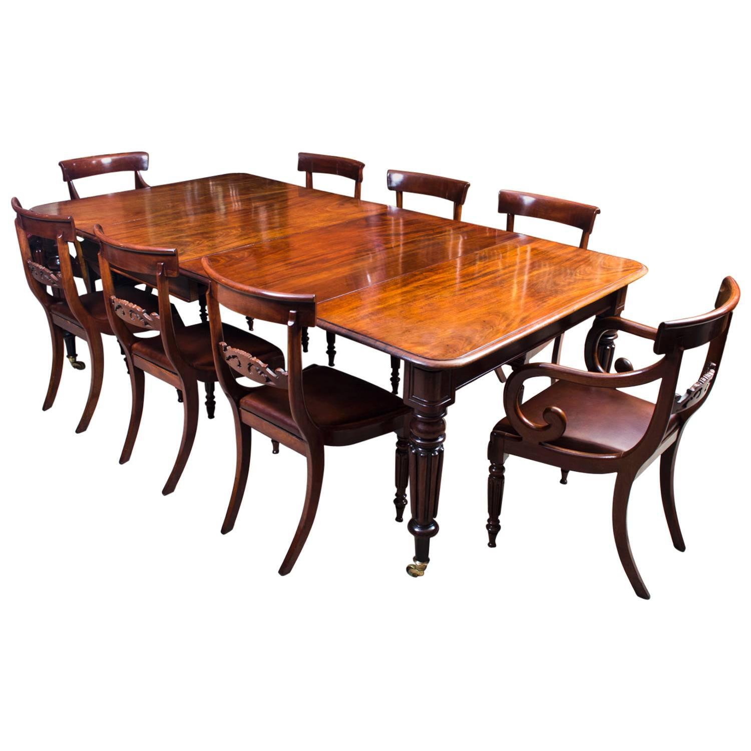 Antique Regency Gillows Dining Table Eight Regency Chairs