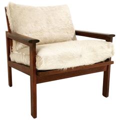 Illum Wikkelsø Style Lounge Chair with Ivory Brazilian Cowhide Cushions